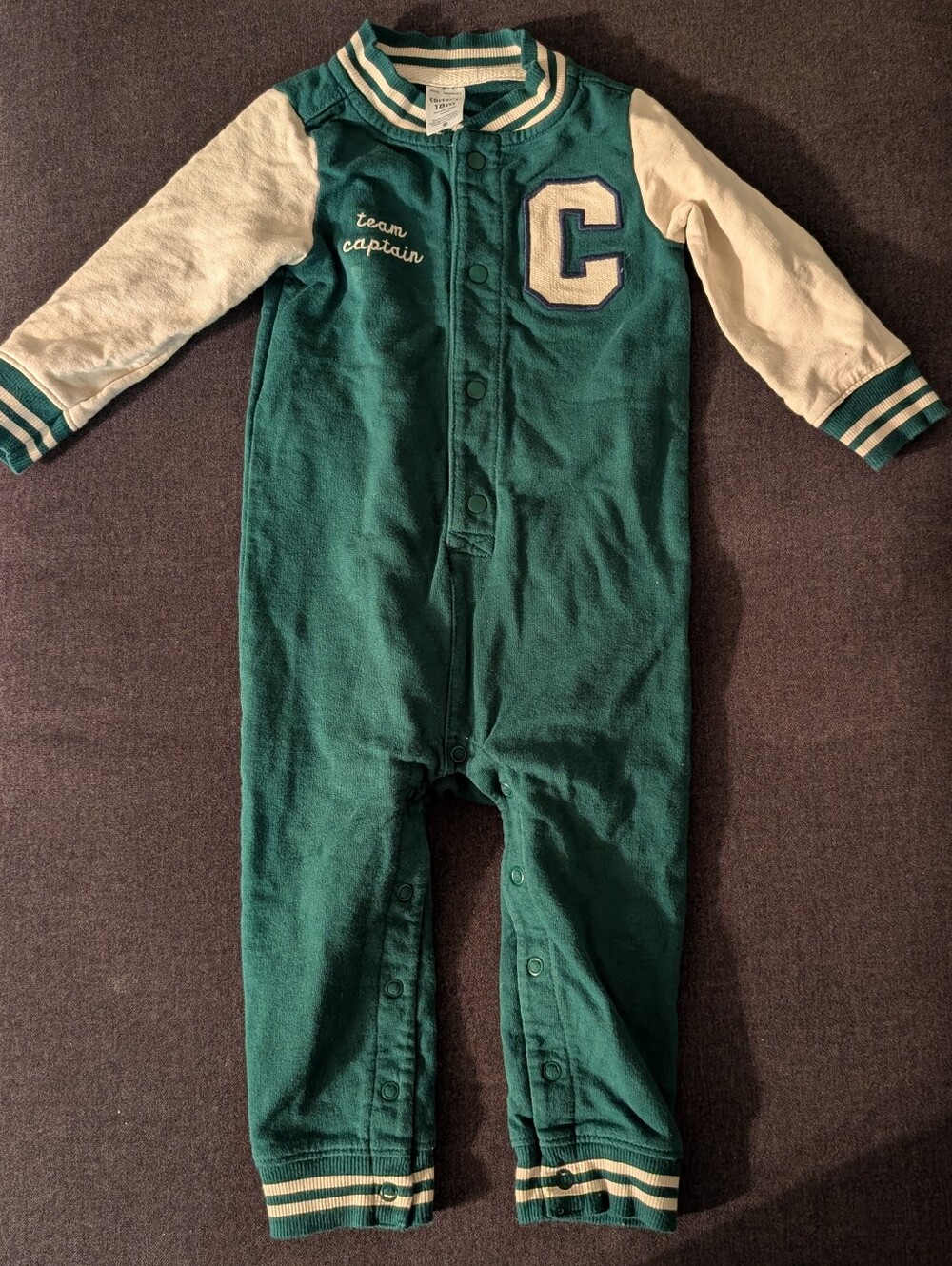 Carter's Green & Cream 'Team Captain' One-Piece Bodysuit